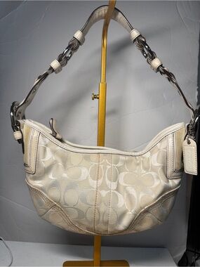 Coach Cream white mini SoHo 6266 signature Canvas Shoulder Bag braided strap
